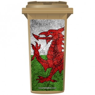 Sparkling Welsh Dragon Wheelie Bin Sticker Panel